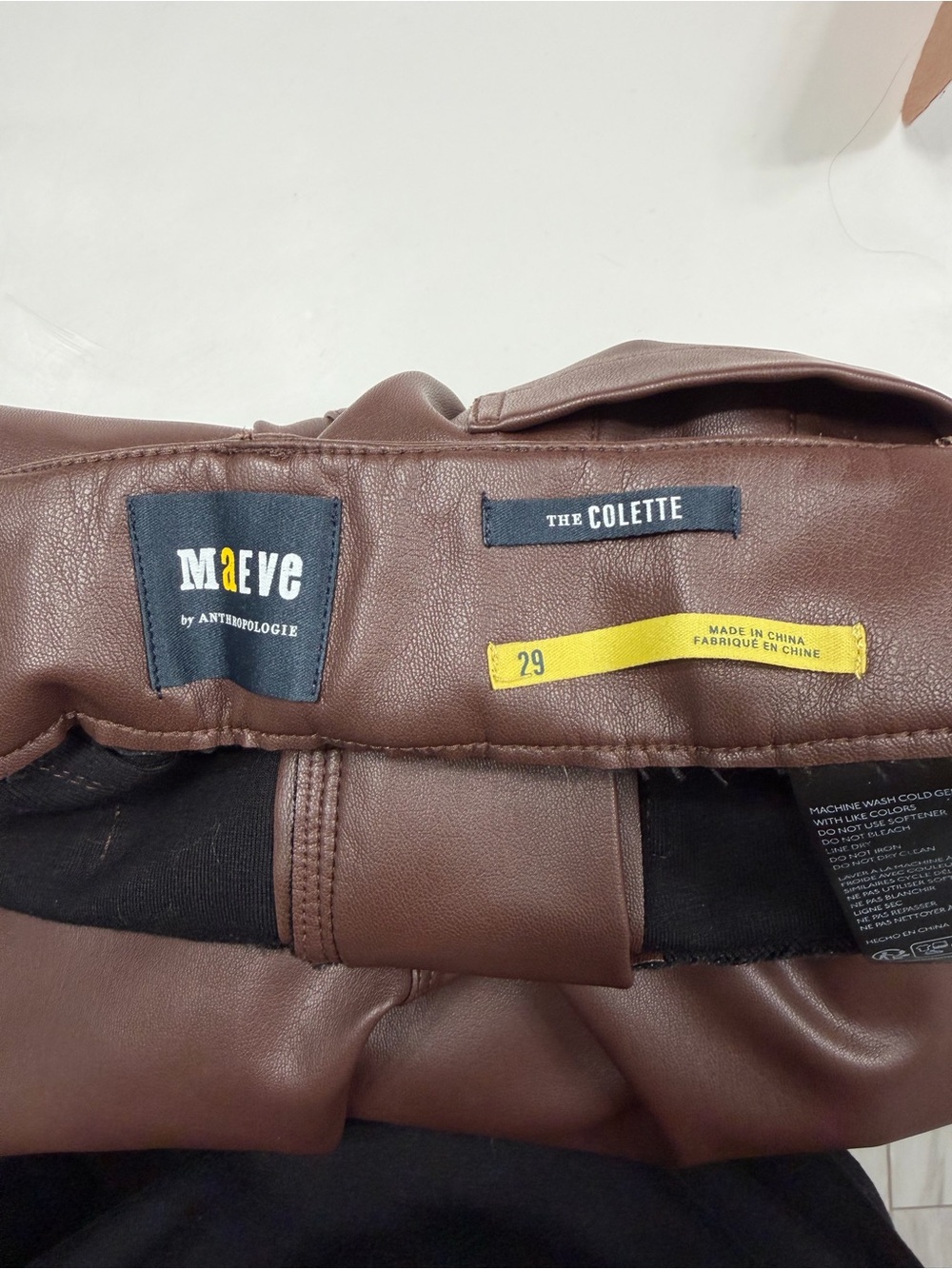 Maeve by Anthropologie The Colette Brown Faux Leather Cropped Wide Leg Pants 29 - Picture 2 of 4
